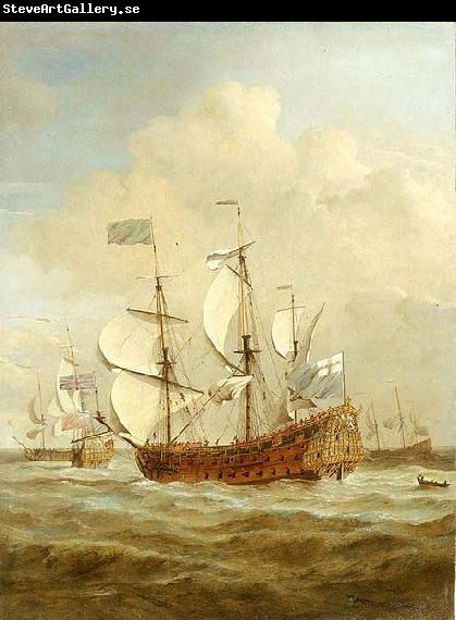 VELDE, Willem van de, the Younger HMS St Andrew at sea in a moderate breeze, painted